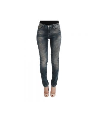 Jeansy skinny slim fit bawełniane Roberto Cavalli niebieskie