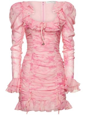 Svilena mini obleka Alessandra Rich roza