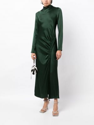 Satynowa sukienka koktajlowa Lapointe zielona