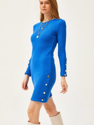 Mini šaty na gombíky Olalook modrá