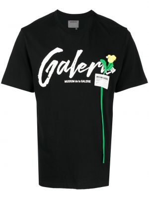 T-shirt med mönster i blommigt med applikationer Musium Div. svart