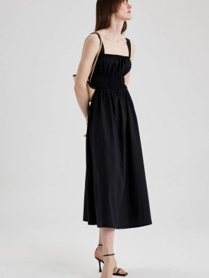 Midi šaty bez rukávů s krátkými rukávy Defacto černé