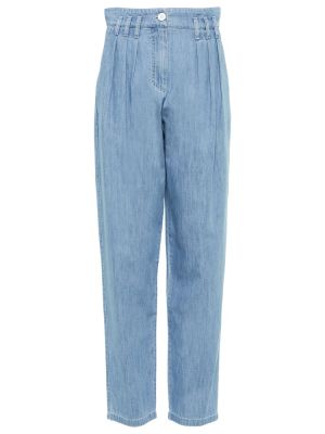 Jeansy skinny z wysoką talią plisowane See By Chloã© niebieskie