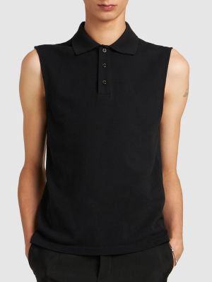 Kokvilnas polo krekls Saint Laurent melns