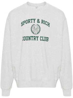 Raštuotas medvilninis džemperis Sporty & Rich pilka