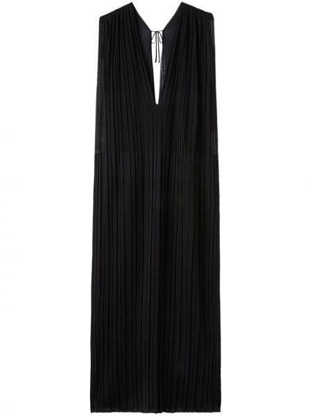 Plisované hedvábné večerní šaty Jil Sander černé