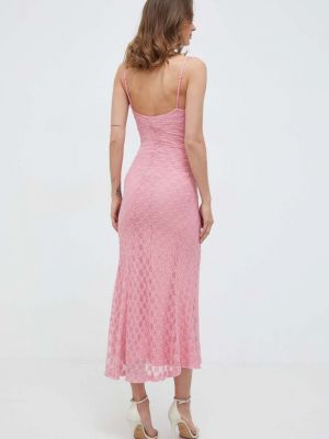 Sukienka długa dopasowana Bardot różowa