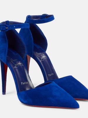 Велурени полуотворени обувки Christian Louboutin синьо