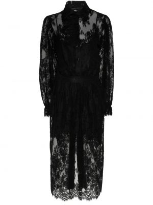 Čipkované koktejlkové šaty Ermanno Scervino čierna