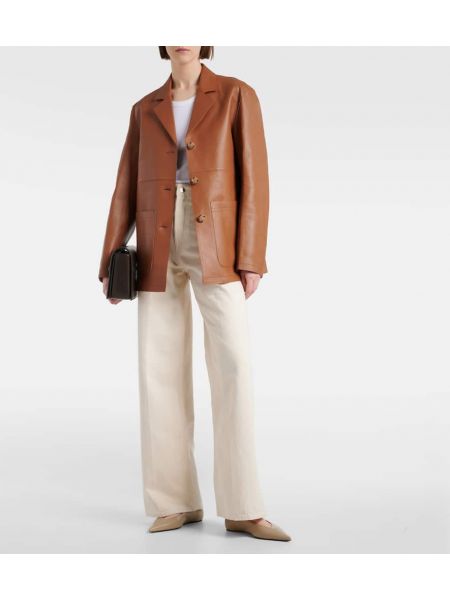 Voľné džínsy s vysokým pásom Totême biela