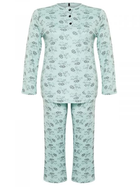 Pletena pižama z gumbi s cvetličnim vzorcem Trendyol