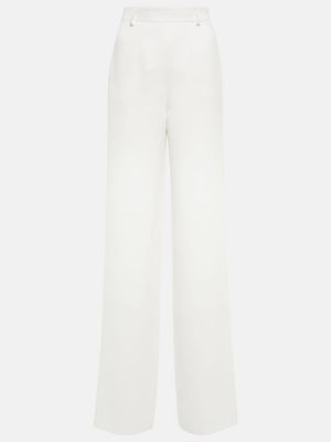 Pantalones rectos de seda bootcut Valentino blanco