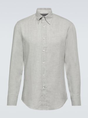 Bavlnená kašmírová košeľa Brunello Cucinelli sivá