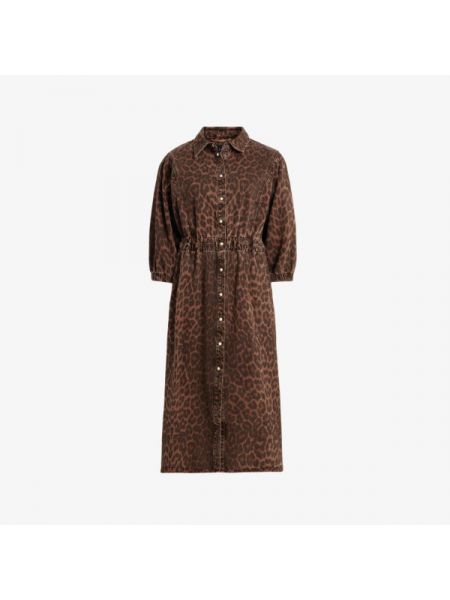 Леопардовое джинсовое платье с принтом Allsaints коричневое