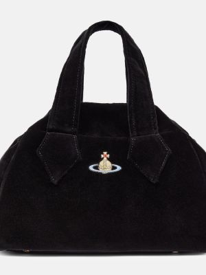 Zamatová nákupná taška Vivienne Westwood čierna