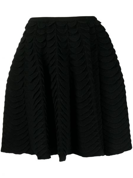 Vlněné mini sukně s vysokým pasem Alaïa Pre-owned - černá