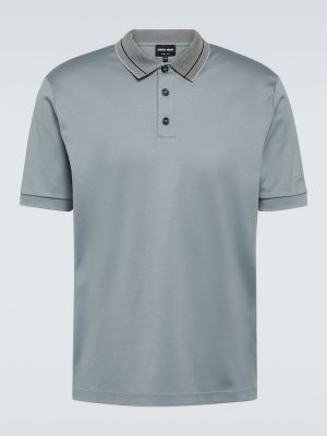 Памучна поло тениска Giorgio Armani сиво