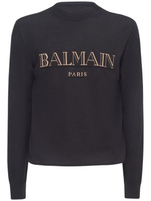 Vlnený sveter Balmain čierna