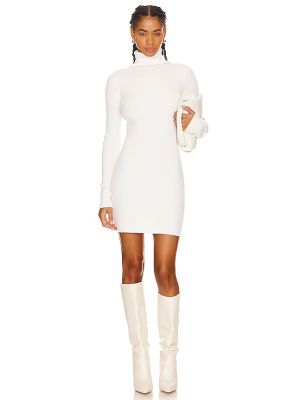 Mini vestido con cuello alto de tela jersey Enza Costa blanco