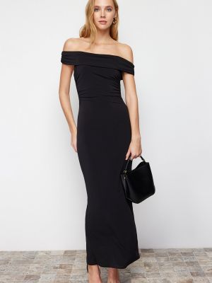 Dzianinowa sukienka długa dopasowana Trendyol czarna