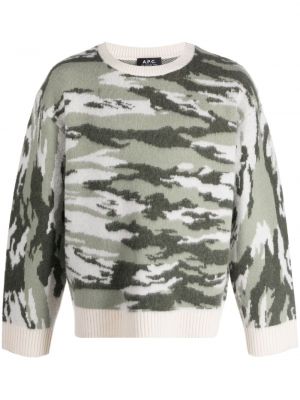 Jacquard pullover mit camouflage-print A.p.c. grün