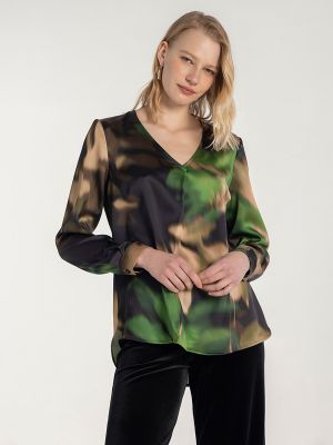 Blusa con estampado manga larga con estampado abstracto Naulover verde