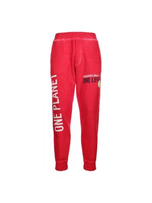 Spodnie sportowe slim fit z nadrukiem Dsquared2 czerwone
