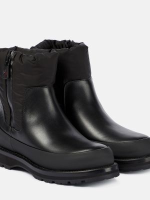 Ankle boots skórzane Moncler czarne