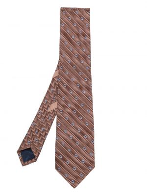 Selyem nyakkendő nyomtatás Ferragamo barna