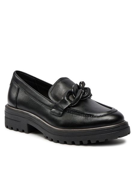 Usnjene nizki čevlji Tamaris črna