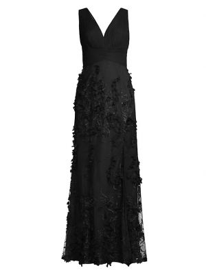Платье с аппликацией Aidan Mattox черное