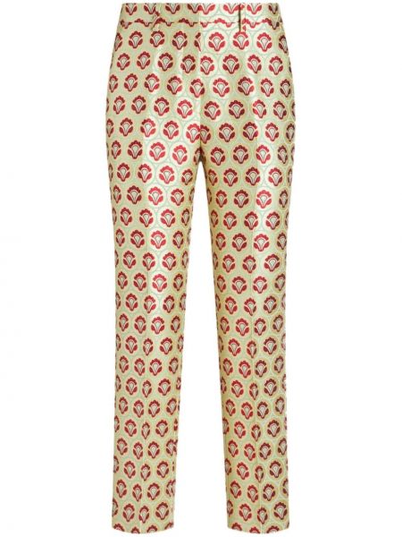Pantaloni cu picior drept cu model floral din jacard Etro