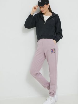 Розовые однотонные спортивные штаны Fila