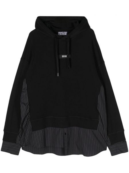 Prugasta hoodie s kapuljačom Versace Jeans Couture crna