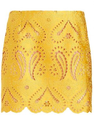 Żółta haftowana mini spódniczka Etro