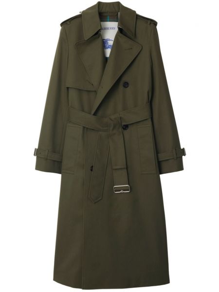 Βαμβακερό μακρύ παλτό Burberry πράσινο
