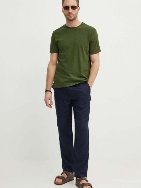 Lniane spodnie dopasowane United Colors Of Benetton