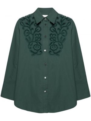 Βαμβακερό πουκάμισο με δαντέλα P.a.r.o.s.h. πράσινο