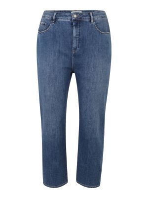 Bavlnené džínsy s rovným strihom s vysokým pásom na zips Dawn - modrá