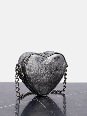 Δερμάτινο δερμάτινο κολιέ με μοτίβο καρδιά Balenciaga ασημί