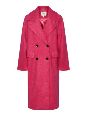 Voľný vlnený priliehavý kabát Y.a.s ružová