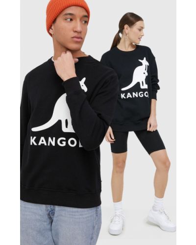 Černá bavlněná mikina s potiskem Kangol