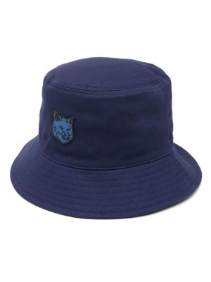 Bavlněný klobouk Maison Kitsuné modrý