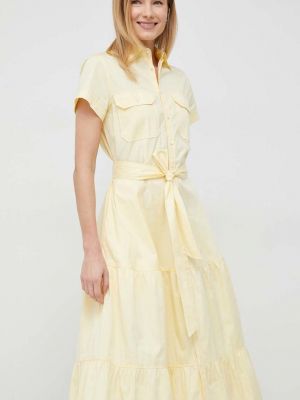 Памучна рокля Polo Ralph Lauren жълто