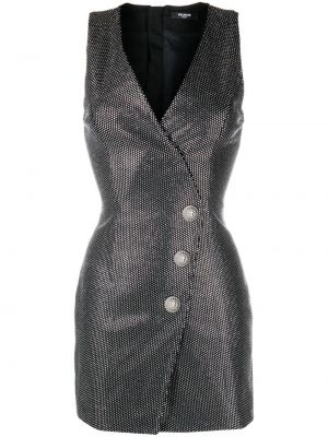Коктейлна рокля с v-образно деколте Balmain черно