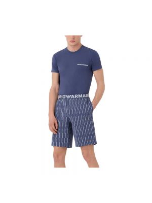 Pijama de algodón de tela jersey Emporio Armani azul