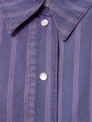 Svītrainas kokvilnas džinsa krekls Ganni zils