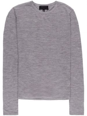 Плетен копринен пуловер с кръгло деколте Nili Lotan сиво