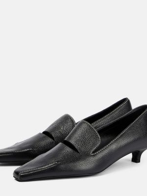 Кожени полуотворени обувки Toteme черно