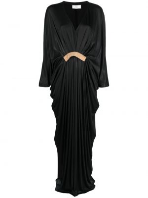 Вечерна рокля с v-образно деколте с драперии Nissa черно